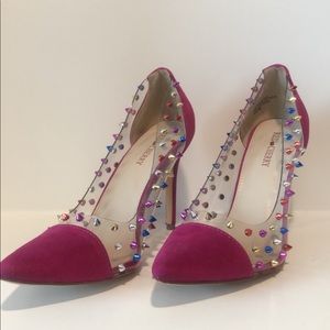 Red Cherry Pink Spikey Pumps (size 8.5)